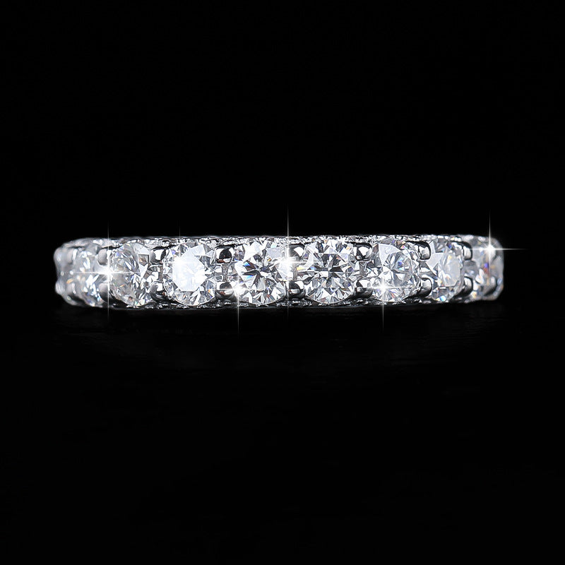 Sterling Silver Moissanite Ring with Gold Plating