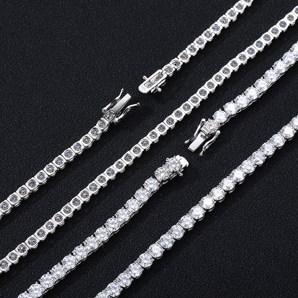 S925 Silver Moissanite Tennis Chain Necklace Bracelet