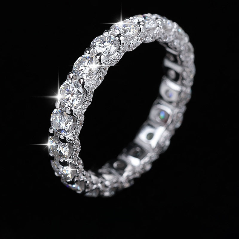 Sterling Silver Moissanite Ring with Gold Plating