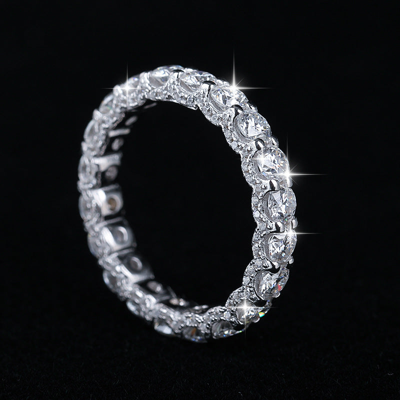 Sterling Silver Moissanite Ring with Gold Plating