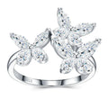 925 Sterling Silver Triple Butterfly Marquise Moissanite Open Ring  Fine Jewelry for Daily Party Vacation Fashion Wearr Ring