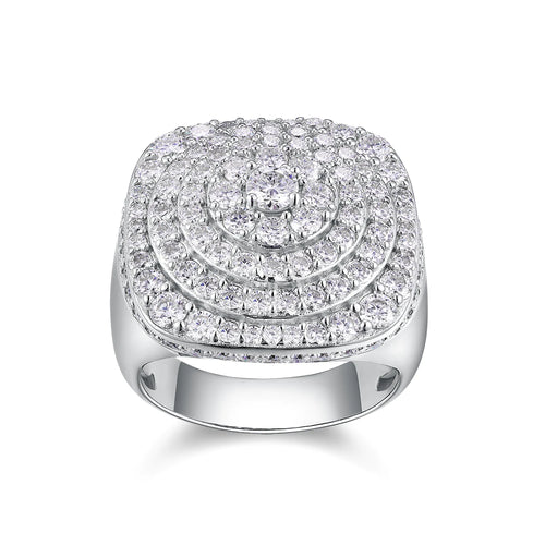 925 Sterling Silver Factory Direct Ring Micro-Set Round Cut Moissanite Hip Hop Style Birthday Gift Fine Ring