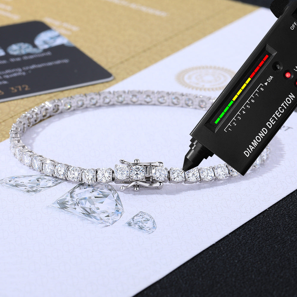 S925 Silver Moissanite Tennis Chain Necklace Bracelet