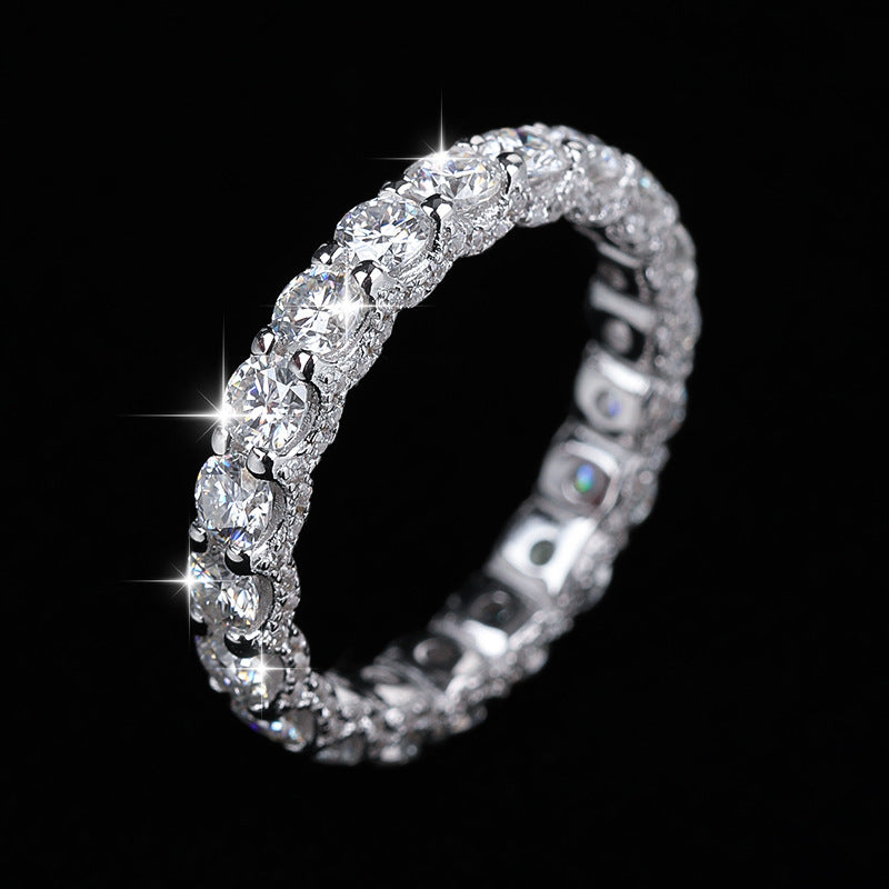 Sterling Silver Moissanite Ring with Gold Plating